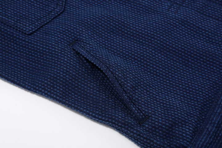 Pure Blue Japan 6106-2 Double Natural Indigo Type 2 Sashiko Jacket Made in Japan - Side Pocket Detail Right