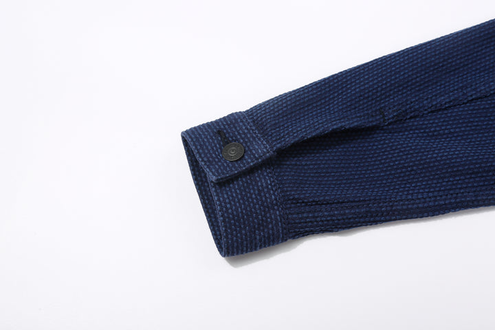 Pure Blue Japan 6106-2 Double Natural Indigo Type 2 Sashiko Jacket Made in Japan - Sleeve Cuff Button Detail