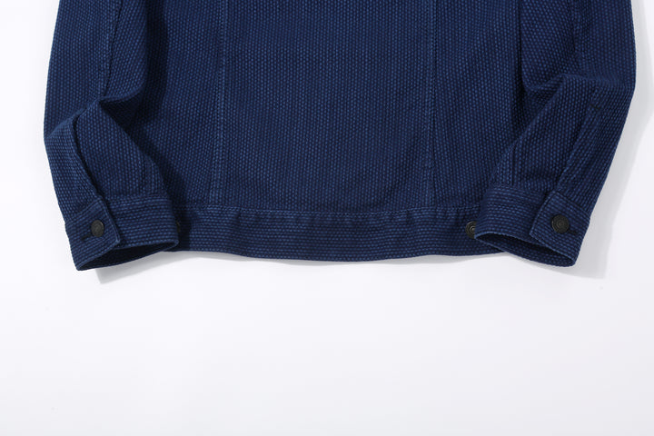 Pure Blue Japan 6106-2 Double Natural Indigo Type 2 Sashiko Jacket Made in Japan - Back Hem 