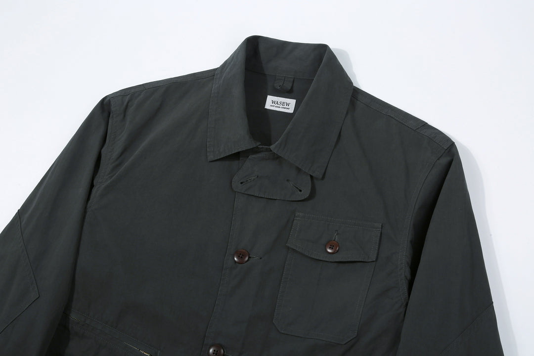 WASEW WSW-25A-002 M-421 utility hunting jacket black made in Japan military outdoor jacket multi pocket collar detail