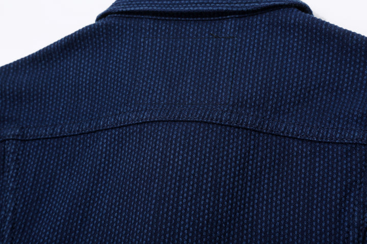 Pure Blue Japan 6106-2 Double Natural Indigo Type 2 Sashiko Jacket Made in Japan - Back Yoke Seam