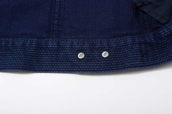 Pure Blue Japan 6106-2 Double Natural Indigo Type 2 Sashiko Jacket Made in Japan - Buttons Reverse Side