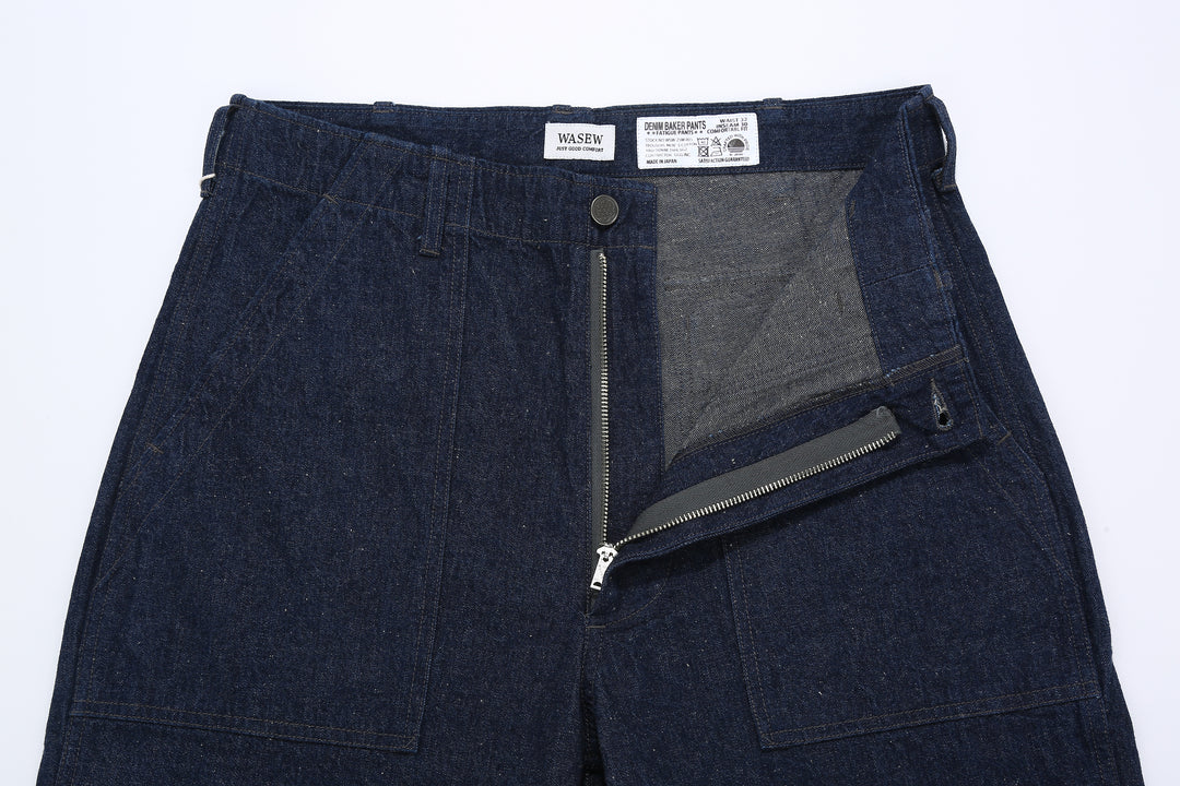 Wasew WSW-25M-005 10oz nep denim baker pants made in Japan lightweight textured denim military pants zipper fly