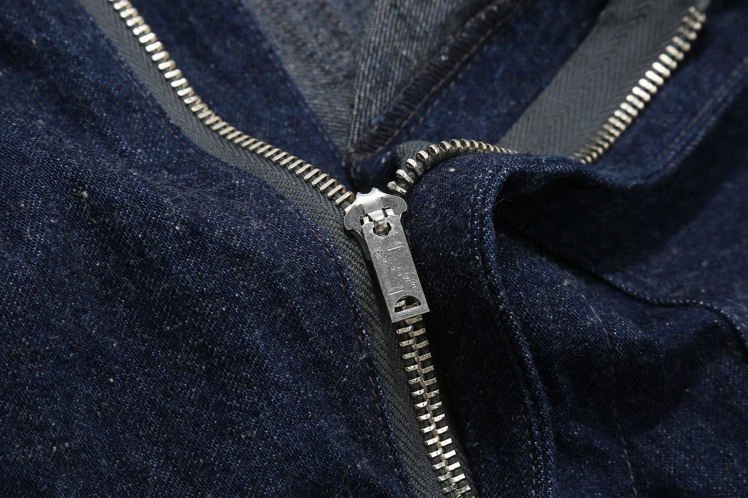 Wasew WSW-25M-005 10oz nep denim baker pants made in Japan lightweight textured denim military pants zipper detail