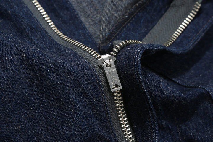 Wasew WSW-25M-005 10oz nep denim baker pants made in Japan lightweight textured denim military pants zipper detail