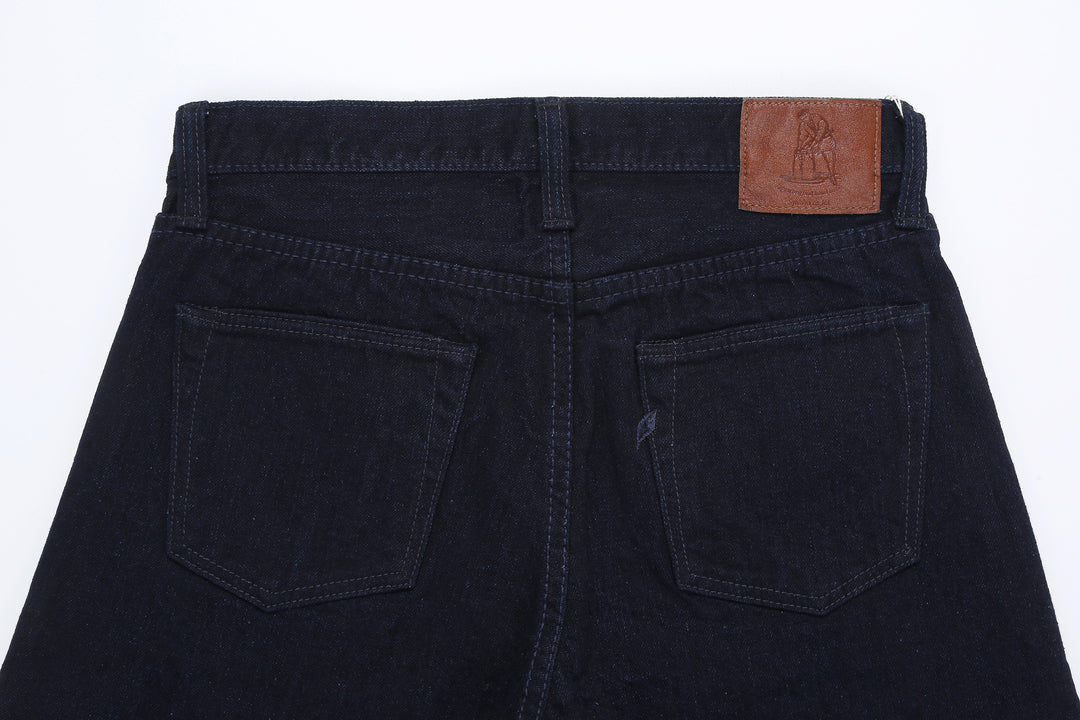 Pure Blue Japan XX-003-IDBK 14oz Indigo x Black Selvedge Denim - Regular Straight Fit Back Pockets