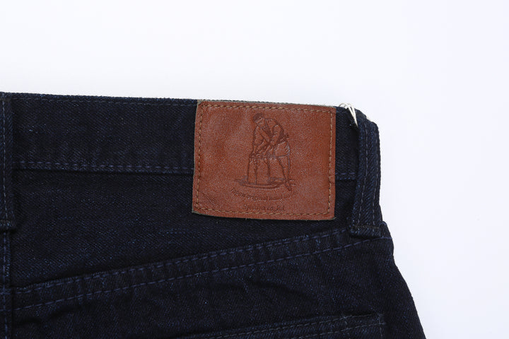 Pure Blue Japan XX-003-IDBK 14oz Indigo x Black Selvedge Denim - Regular Straight Fit Leather Patch