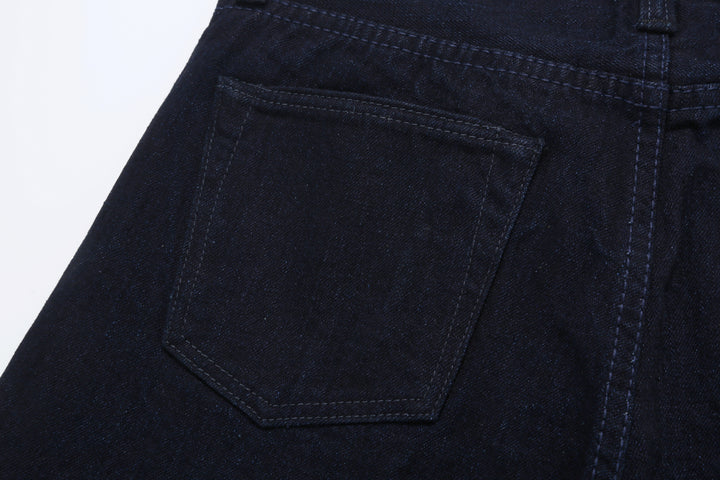 Pure Blue Japan XX-003-IDBK 14oz Indigo x Black Selvedge Denim - Regular Straight Fit Back Left Pocket