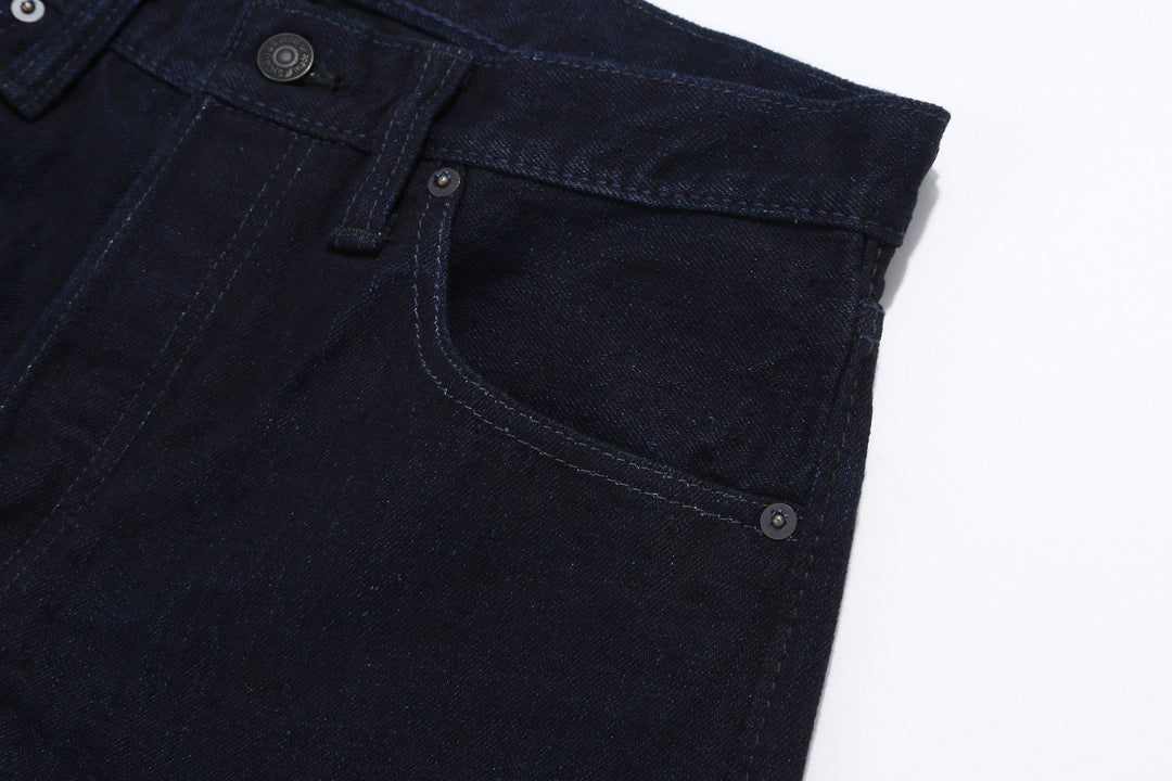Pure Blue Japan XX-003-IDBK 14oz Indigo x Black Selvedge Denim - Regular Straight Fit Left Pocket