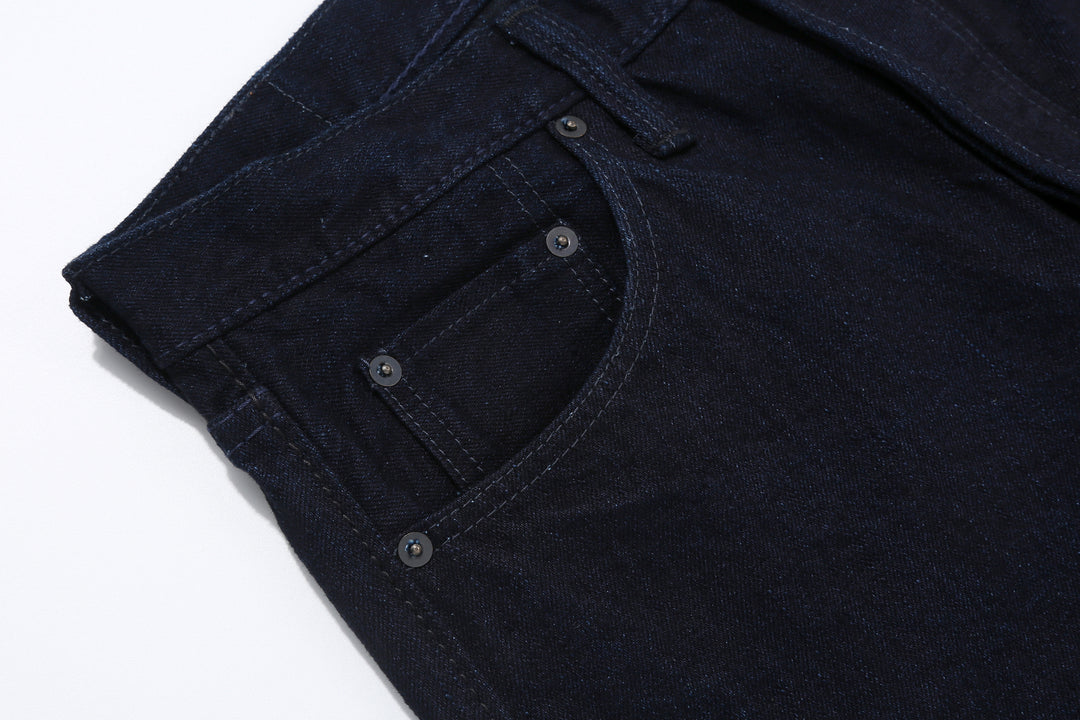Pure Blue Japan XX-003-IDBK 14oz Indigo x Black Selvedge Denim - Regular Straight Fit Right Pocket