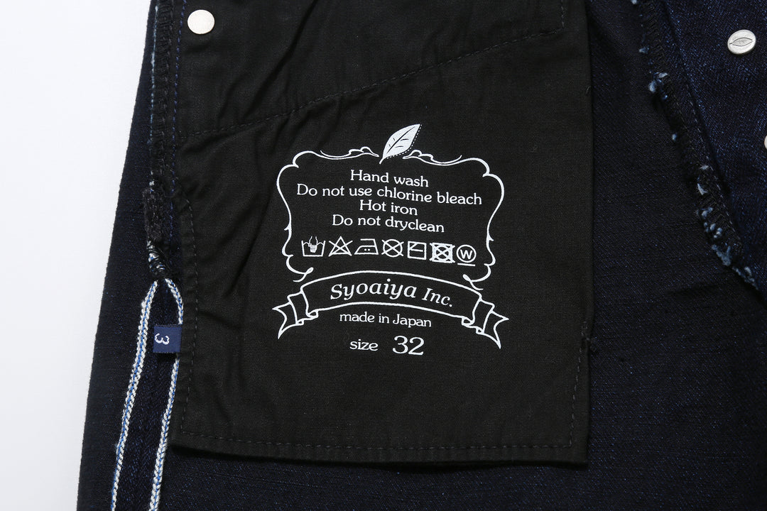 Pure Blue Japan XX-003-IDBK 14oz Indigo x Black Selvedge Denim - Regular Straight Fit Pocket Bag