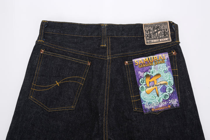 Samurai Jeans S210XJ17oz-26U "Year of the Horse" 17oz Selvedge Denim - Back Pocket and Leather Patch