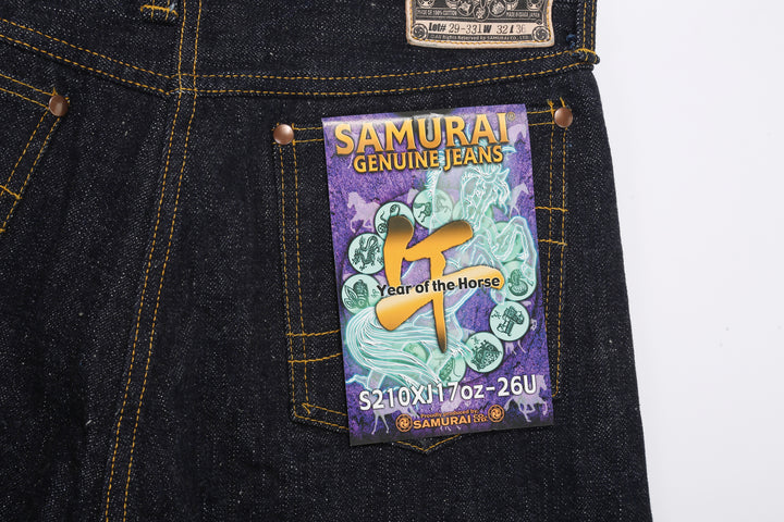 Samurai Jeans S210XJ17oz-26U "Year of the Horse" 17oz Selvedge Denim - Paper Flasher and Limited Edition Label