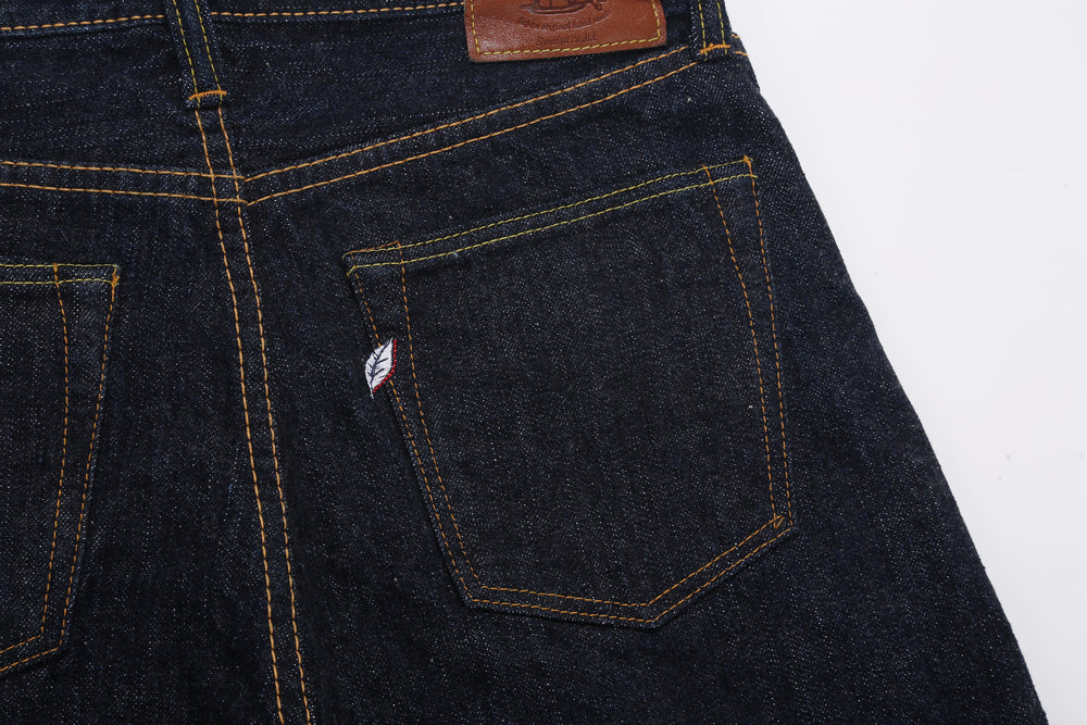 Pure Blue Japan XX-019 14oz Indigo Selvedge Denim - Relaxed Tapered Fit Made in Japan Leaf Embroidery