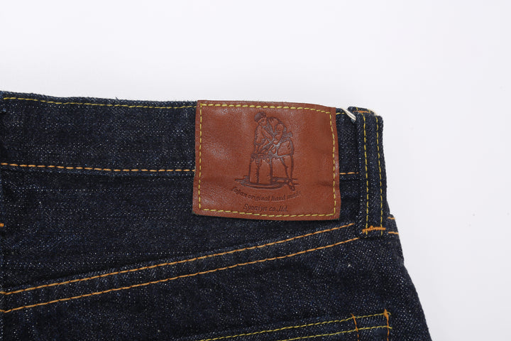 Pure Blue Japan XX-019 14oz Indigo Selvedge Jeans - Lambskin Leather Patch Detail