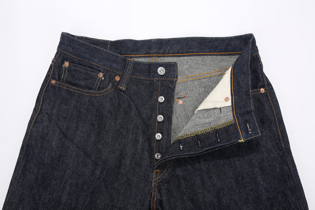 Samurai Jeans S310XX19ozII "Kiwami" Selvedge Denim - Wide Straight Fit - Front Waist And Button Fly Detail