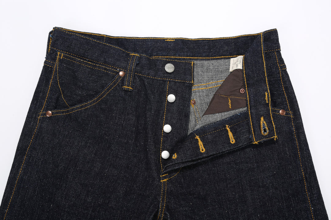Samurai Jeans S210XJ17oz-26U "Year of the Horse" 17oz Selvedge Denim - Button Fly and Waistband Detail