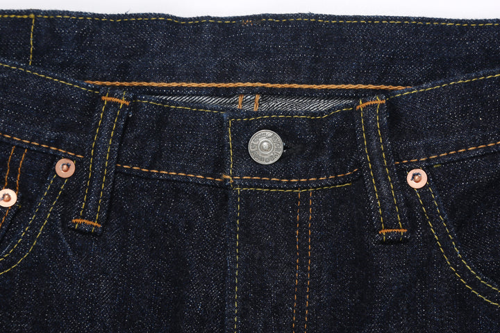 Pure Blue Japan XX-019 14oz Indigo Selvedge Jeans - Top Button and Waistband Detail