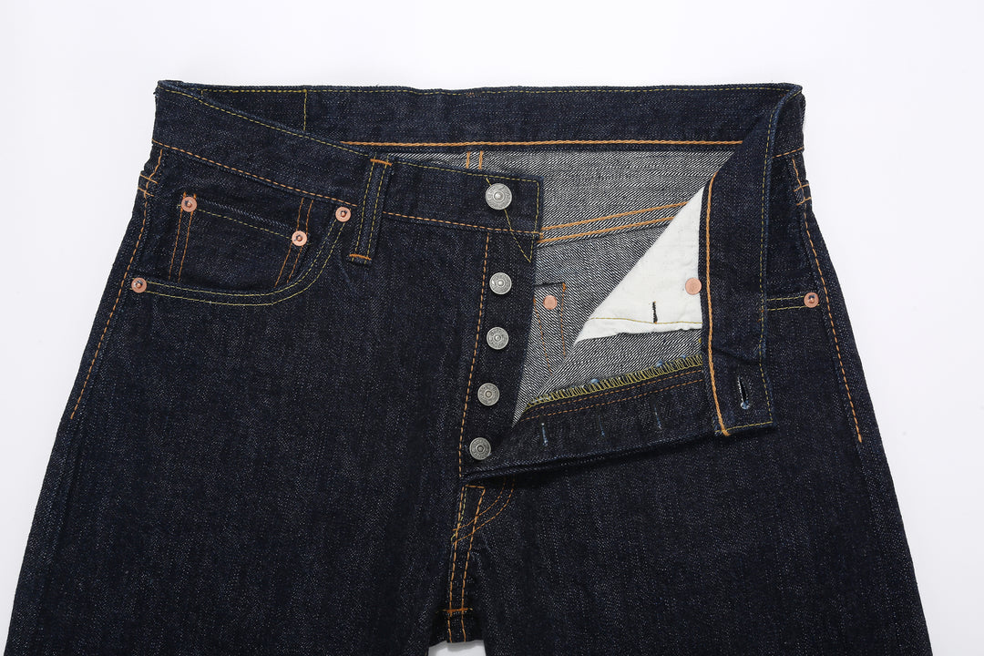 Pure Blue Japan XX-019 14oz Indigo Selvedge Jeans - Button Fly Detail