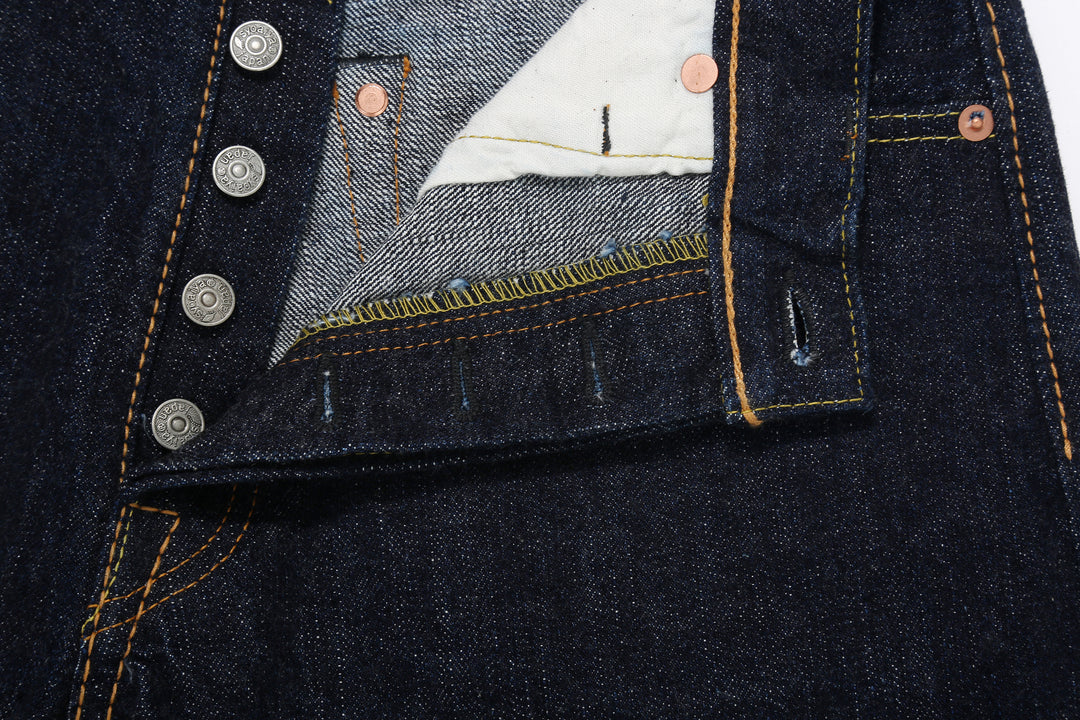 Pure Blue Japan XX-019 14oz Indigo Selvedge Jeans - Buttonhole Detail