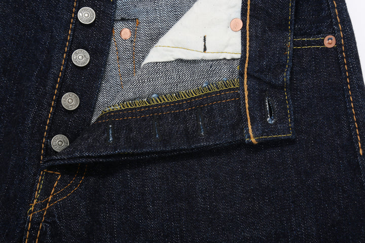 Pure Blue Japan XX-019 14oz Indigo Selvedge Jeans - Buttonhole Detail