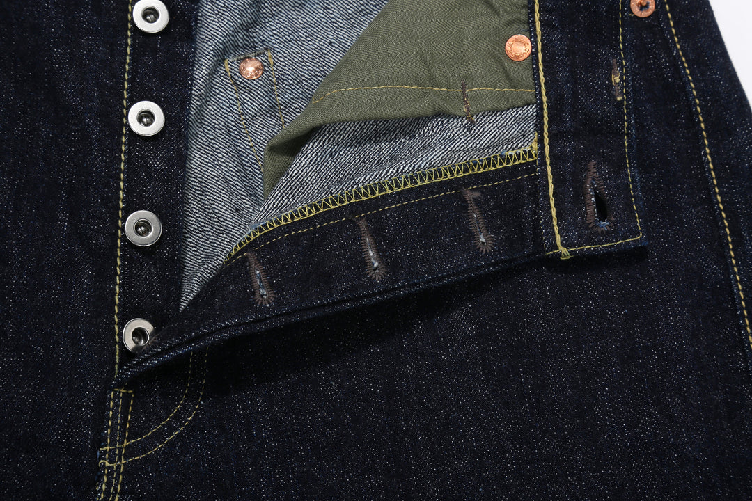 Freewheelers 2612441 Lot S601XX WWII 14oz Selvedge Jeans – Buttonhole Stitching Detail