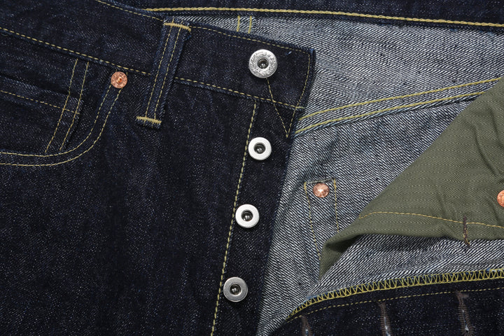 Freewheelers 2612441 Lot S601XX WWII 14oz Selvedge Jeans – Laurel Wreath Doughnut Button