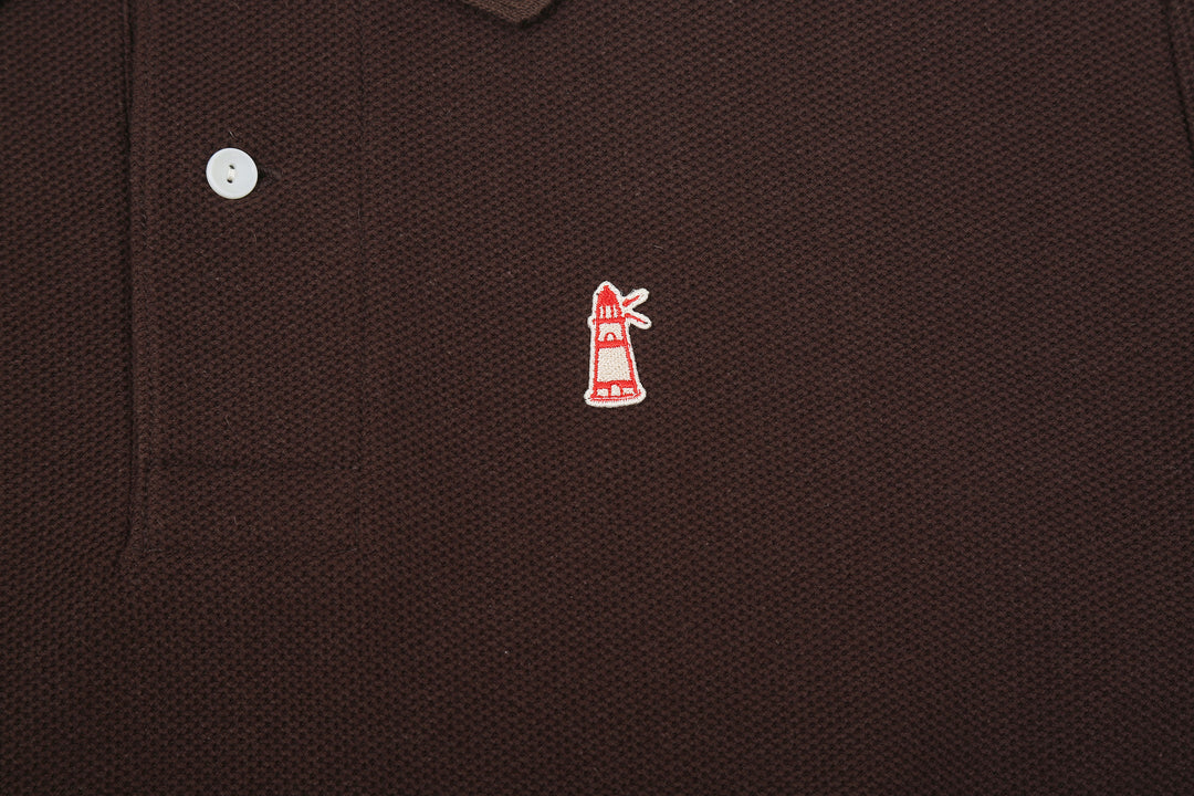 Boncoura Heavyweight Special Knit Polo Shirt made in Japan ボンクラポロシャツ Brown Lighthouse Embroidery