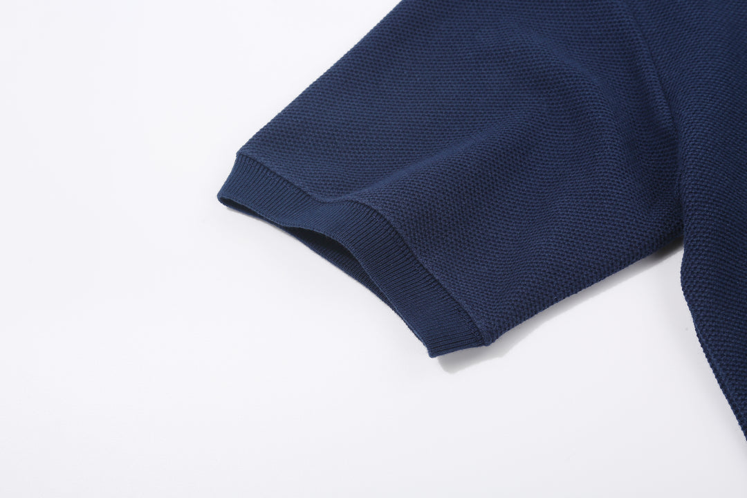 Boncoura Heavyweight Special Knit Polo Shirt made in Japan ボンクラポロシャツ Navy Ribbed Cuff