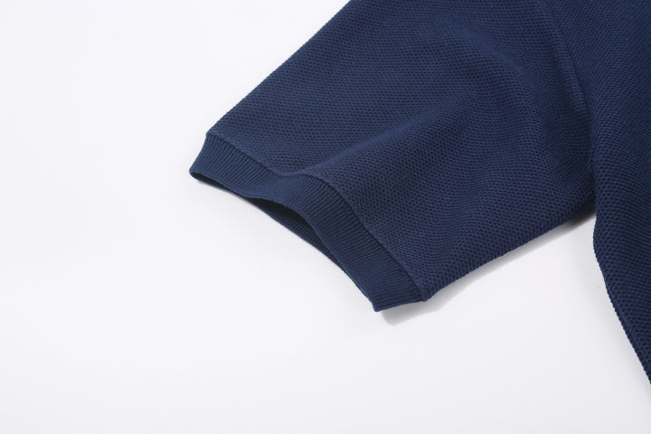 Boncoura Heavyweight Special Knit Polo Shirt made in Japan ボンクラポロシャツ Navy Ribbed Cuff