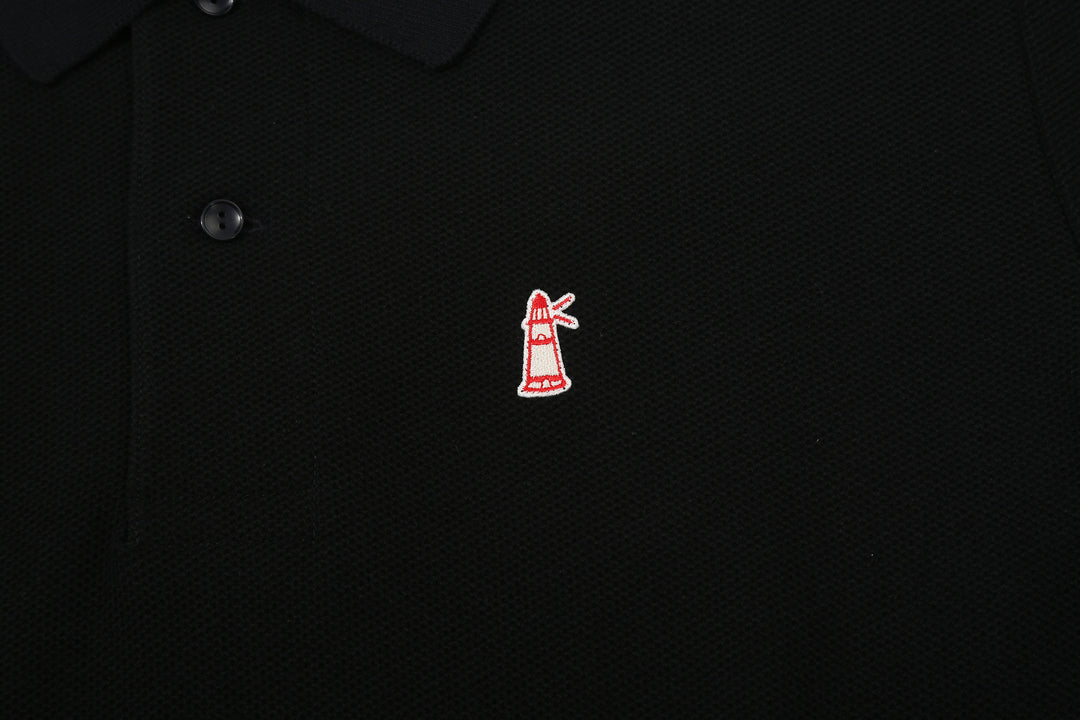 Boncoura Heavyweight Special Knit Polo Shirt made in Japan ボンクラポロシャツ Black Lighthouse Embroidery