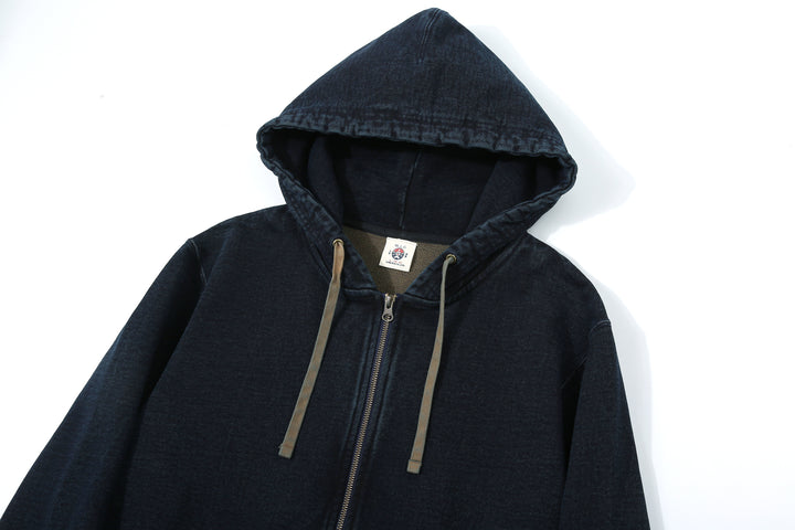 Samurai Jeans SIS25-102 14.5oz Indigo Full-Zip Hoodie - Kakishibu Overdyed Hood 2