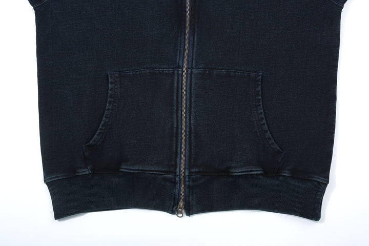 Samurai Jeans SIS25-102 14.5oz Indigo Full-Zip Hoodie - Kakishibu Overdyed Pockets