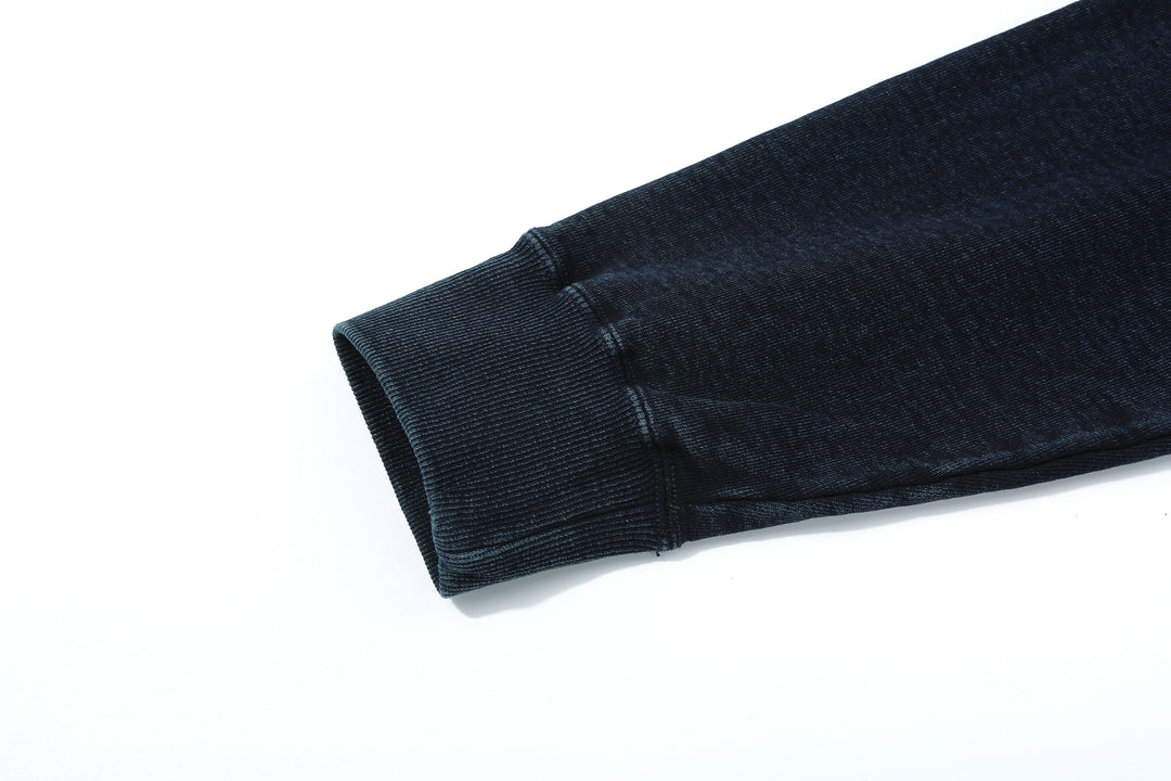 Samurai Jeans SIS25-102 14.5oz Indigo Full-Zip Hoodie - Kakishibu Overdyed Cuff Rib