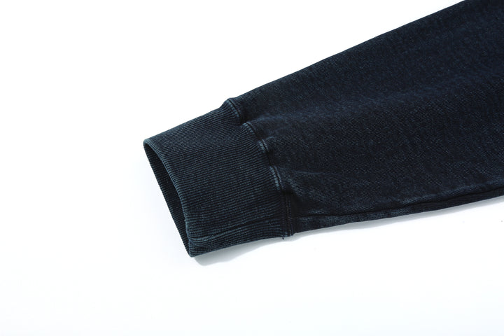 Samurai Jeans SIS25-102 14.5oz Indigo Full-Zip Hoodie - Kakishibu Overdyed Cuff Rib