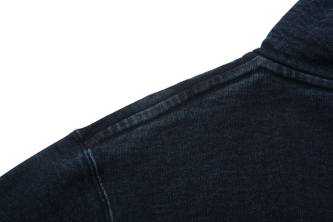 Samurai Jeans SIS25-102 14.5oz Indigo Full-Zip Hoodie - Kakishibu Overdyed Shoulder Seam