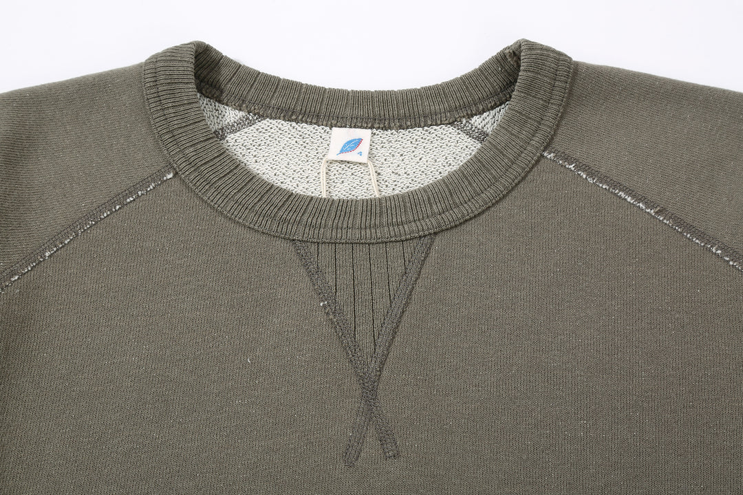 Pure Blue Japan 5400-SUMI Raglan Sleeve Sweatshirt - Sumi-Dyed Made in Japan - V-Gusset and Ribbed Crew Neck Detail