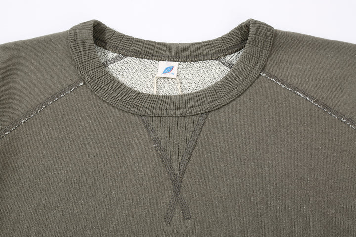 Pure Blue Japan 5400-SUMI Raglan Sleeve Sweatshirt - Sumi-Dyed Made in Japan - V-Gusset and Ribbed Crew Neck Detail