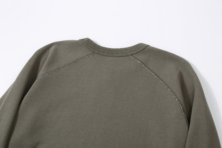 Pure Blue Japan 5400-SUMI Raglan Sleeve Sweatshirt - Sumi-Dyed Made in Japan - Back Raglan Seam Detail