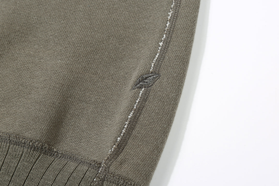 Pure Blue Japan 5400-SUMI Raglan Sleeve Sweatshirt - Sumi-Dyed Made in Japan - Shoai Leaf Embroidery Detail