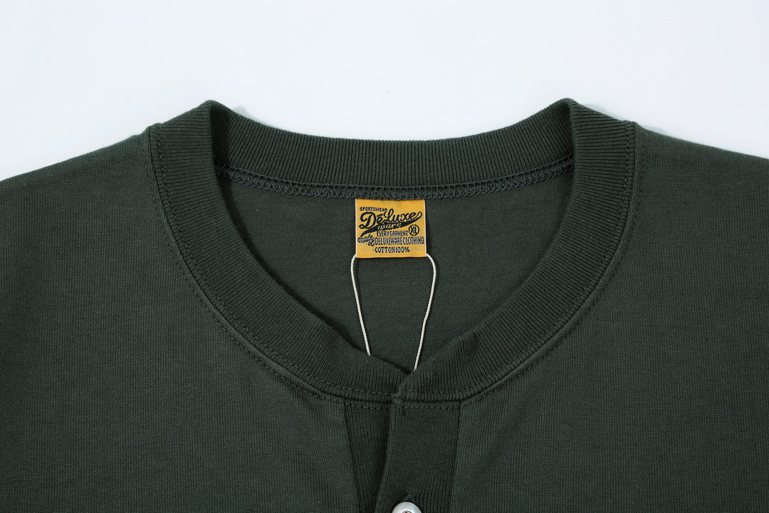 Deluxeware SDHT-00 10.5oz Loopwheeled Henley Neck T-Shirt