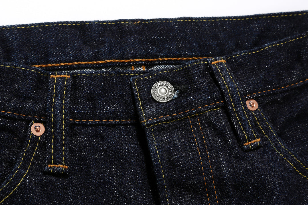 Pure Blue Japan SLB-003 16.5oz Slub Selvedge Jeans - Top Button and Waistband Detail