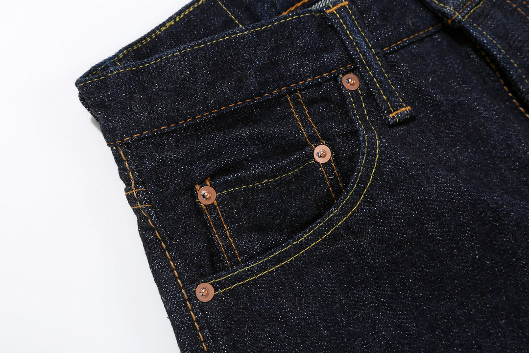 Pure Blue Japan SLB-003 16.5oz Slub Selvedge Jeans - Coin Pocket and Rivet Close-Up