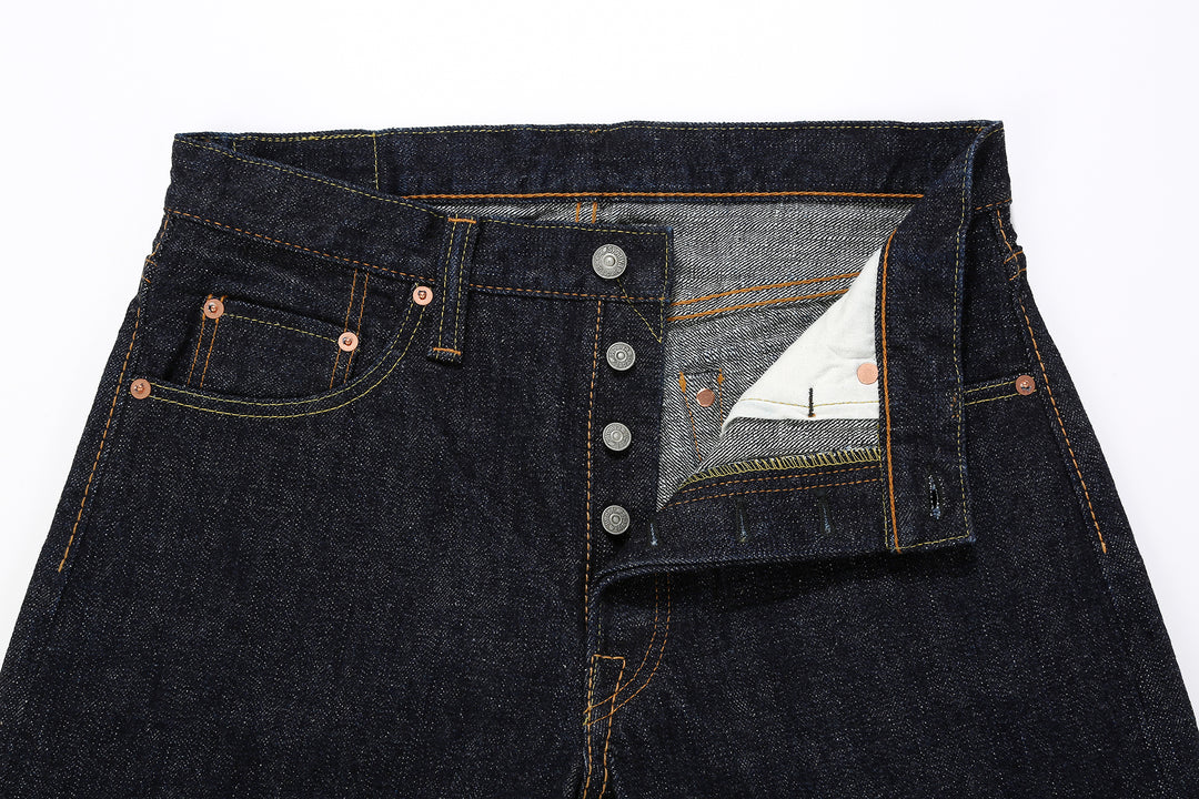 Pure Blue Japan SLB-003 16.5oz Slub Selvedge Jeans - Button Fly Detail