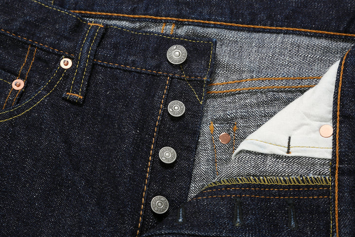 Pure Blue Japan SLB-003 16.5oz Slub Selvedge Jeans - Button Fly Close-Up