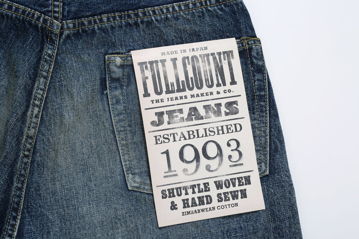 Fullcount 0105 selvedge denim used wash wide straight jeans Japan flasher