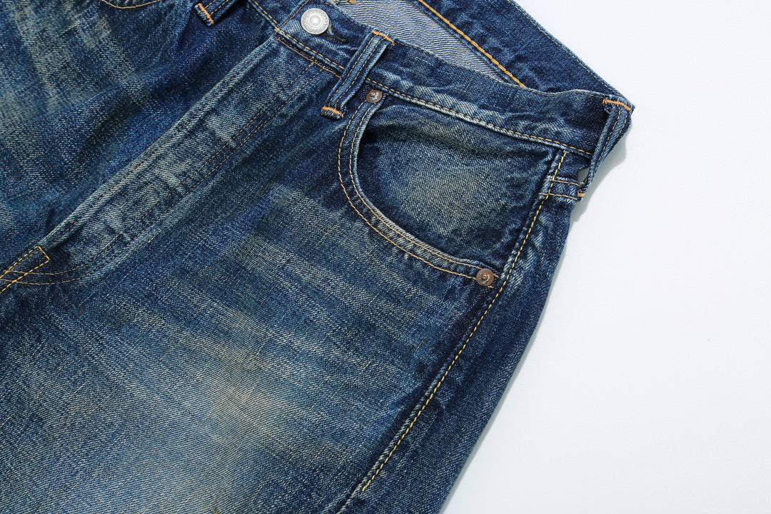 Fullcount 1456-0105 Badass Selvedge Denim Vintage Wash - Wide Straight Fit Mention Exclusive