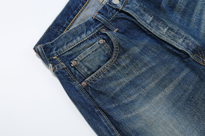 Fullcount 1456-0105 Badass Selvedge Denim Vintage Wash - Wide Straight Fit Mention Exclusive