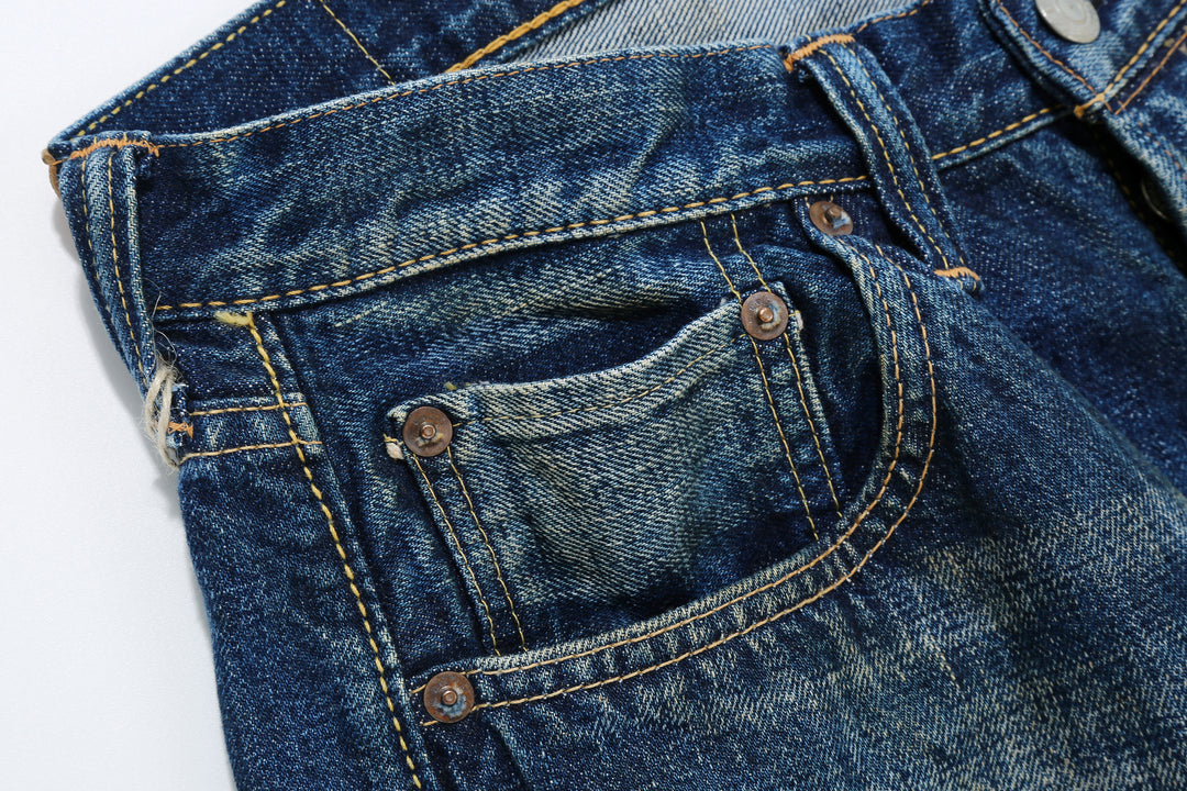 Fullcount 1456-0105 Badass Selvedge Denim Vintage Wash - Wide Straight Fit Mention Exclusive