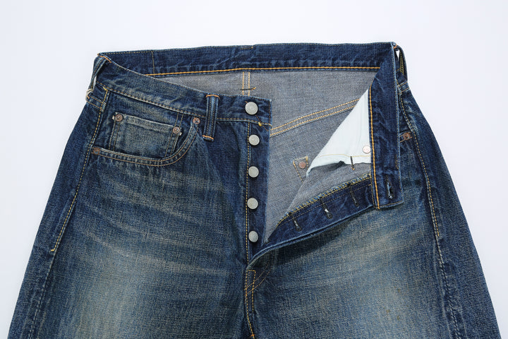 Fullcount 0105 Badass selvedge denim used wash wide straight jeans Japan exclusive detail